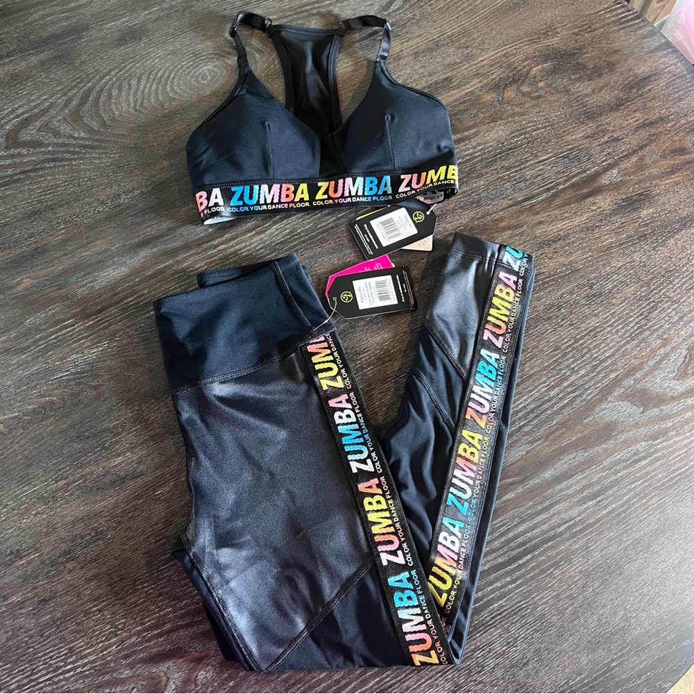 NWT Zumba Dance In Color Bra and Leggings Set Size XSpicy (XSmall)